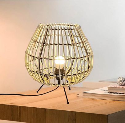 Lampa stołowa bambusowa w kolorze naturalnym dla sypialni