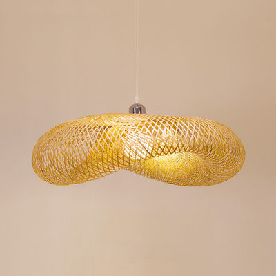 Bamboo Rattan Chandelier Pendant Świetlny ręczny tkanie Styl rustyczny z regulowaną wysokością do użytku w pomieszczeniach