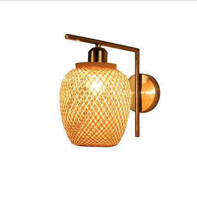 Nodic Woven Bamboo Rattan Światła ścienne Do dekoracji sypialni