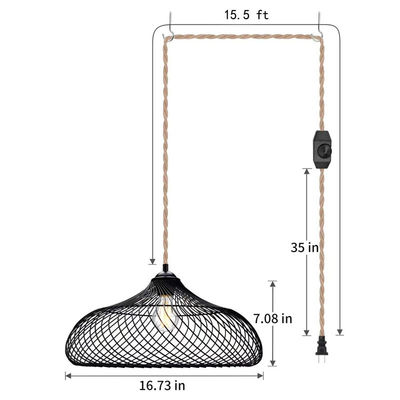 Lampa w stylu przemysłowym z wtyczką i przełącznikiem