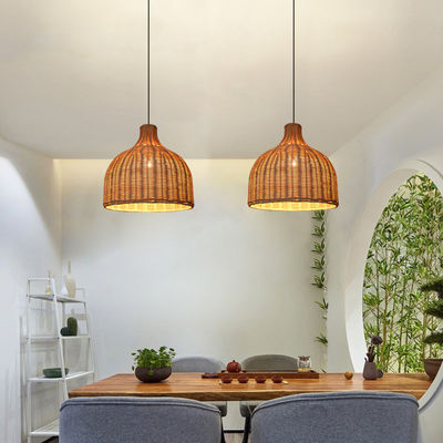 Bamboo Rattan Pendant Lights Okrągły kształt do oświetlenia w pomieszczeniach