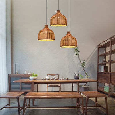 Bamboo Rattan Pendant Lights Okrągły kształt do oświetlenia w pomieszczeniach