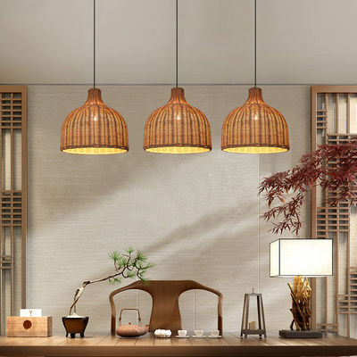 Bamboo Rattan Pendant Lights Okrągły kształt do oświetlenia w pomieszczeniach