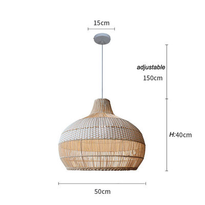 Bamboo Rattan Pendant Light, Wicker Ceiling Lamp For Indoor Home Decor
