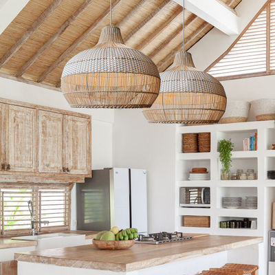 Bamboo Rattan Pendant Light, Wicker Ceiling Lamp For Indoor Home Decor