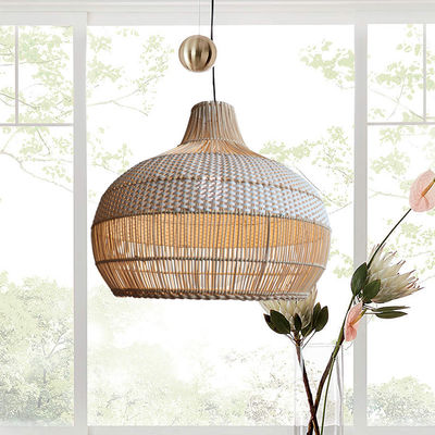 Bamboo Rattan Pendant Light, Wicker Ceiling Lamp For Indoor Home Decor