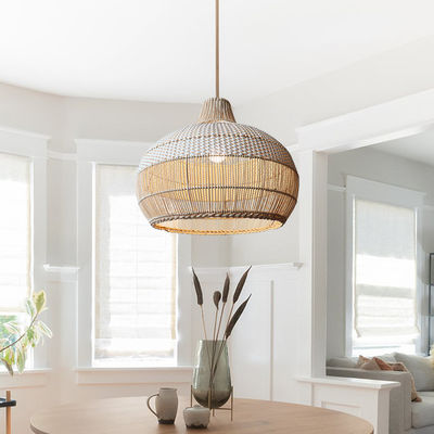 Bamboo Rattan Pendant Light, Wicker Ceiling Lamp For Indoor Home Decor