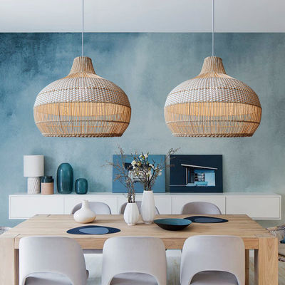 Bamboo Rattan Pendant Light, Wicker Ceiling Lamp For Indoor Home Decor