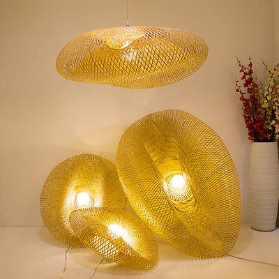 Wisiające lampy Bambus Led Stropne światła Ratan Światło zawiesinowe