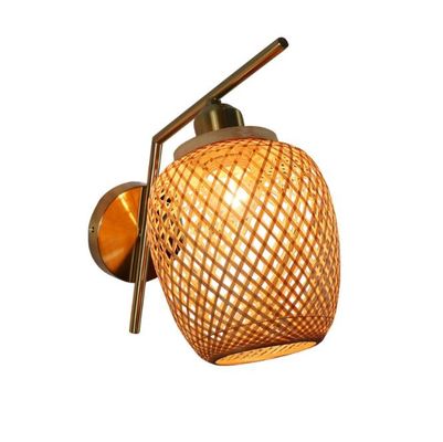 Ręcznie wykonane Rattan Światła ścienne, 3500K Wicker Rattan Lampa Przełącznik sterowania