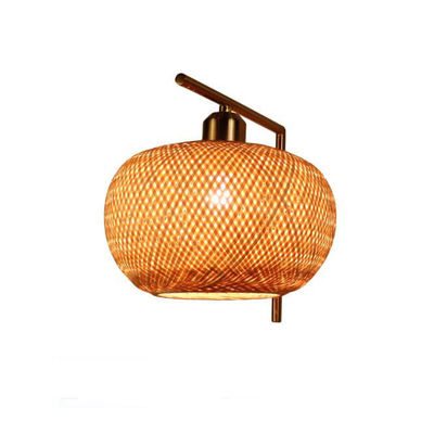Ręcznie wykonane Rattan Światła ścienne, 3500K Wicker Rattan Lampa Przełącznik sterowania