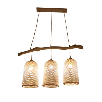 Światło z trzema głowami, restauracja, bambusowa lampa 3500K