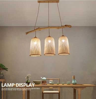 Światło z trzema głowami, restauracja, bambusowa lampa 3500K