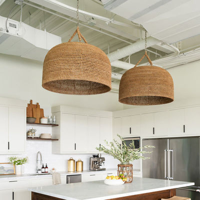 3500K Creative Rattan Pendant Light Switch Control Do salonu