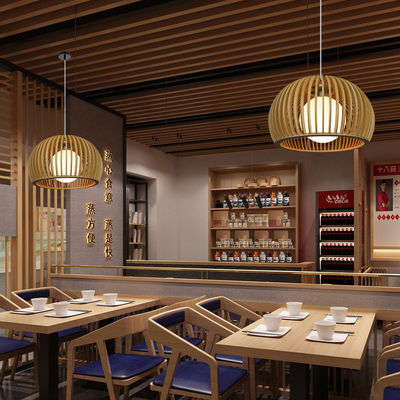 Nowoczesna żyrandola z drewna, wisiorek z ratanu, światło do restauracji, salon