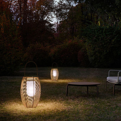 IP65 Rattan Woven Solar Lights, 3500K Rattan Solar Powered Garden Lantern