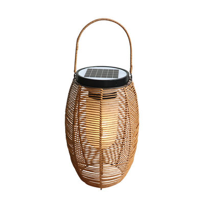 IP65 Rattan Woven Solar Lights, 3500K Rattan Solar Powered Garden Lantern