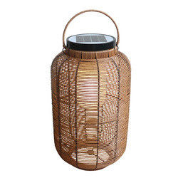 IP65 Rattan Woven Solar Lights, 3500K Rattan Solar Powered Garden Lantern