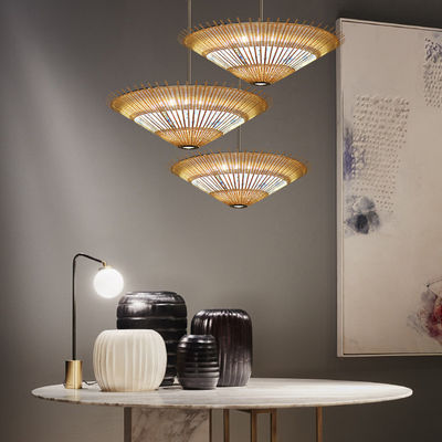 OEM Bamboo Rattan Pendant Light Umbrella Shape For Home Decoration (Obiekt z bambusowego ratanu)