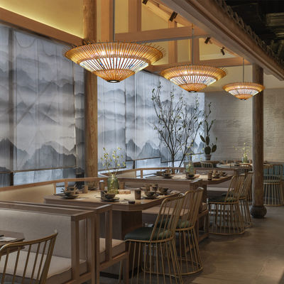 OEM Bamboo Rattan Pendant Light Umbrella Shape For Home Decoration (Obiekt z bambusowego ratanu)