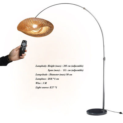 Zmniejszający się LED Rattan Bamboo Light Shade Wicker Switch Control