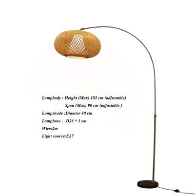 Zmniejszający się LED Rattan Bamboo Light Shade Wicker Switch Control
