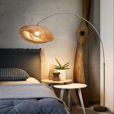 Zmniejszający się LED Rattan Bamboo Light Shade Wicker Switch Control