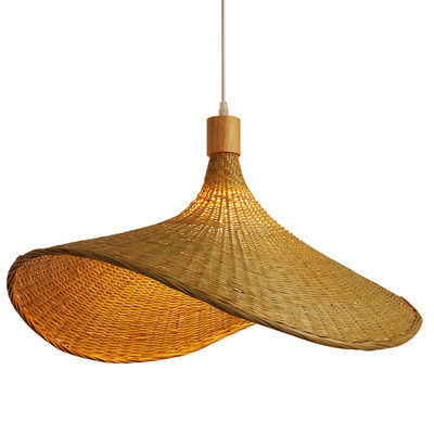 Kreatywny Rattan Pendant Light Wielki Straw Hat Style 3500K Ciepły Biały CCT