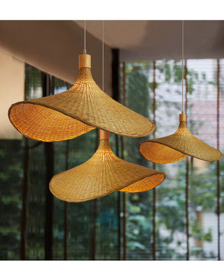 Kreatywny Rattan Pendant Light Wielki Straw Hat Style 3500K Ciepły Biały CCT