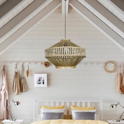 3500K Retro Bamboo Woven Pendant Light Do Salonu Wewnętrznego