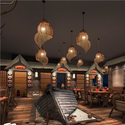 Południowo-Wschodnia Azja design ślimak pola lampy podwieszone żyrandol rattan