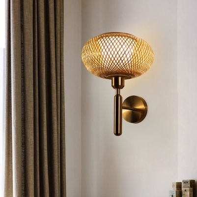 OEM Okrągłe lampy ścienne z rotanu, Bambusowe lampy z rotanu