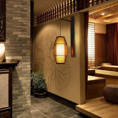 Chińska retro lampa ścienna z masywnego drewna - Hotel Bamboo lampy korytarzowe - antyczna lampy ścienne bambusowe latarnia