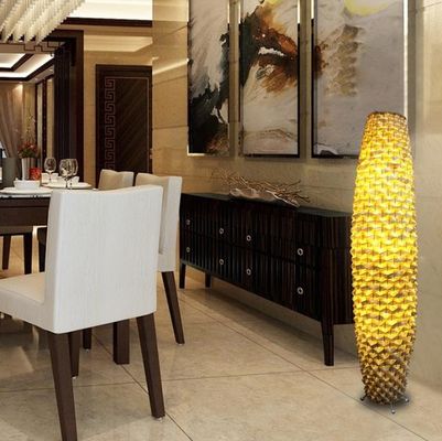 Bamboo Woven podłogowa lampa rattan 3500K dla mieszkalnego salonu