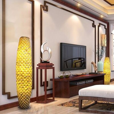 Bamboo Woven podłogowa lampa rattan 3500K dla mieszkalnego salonu