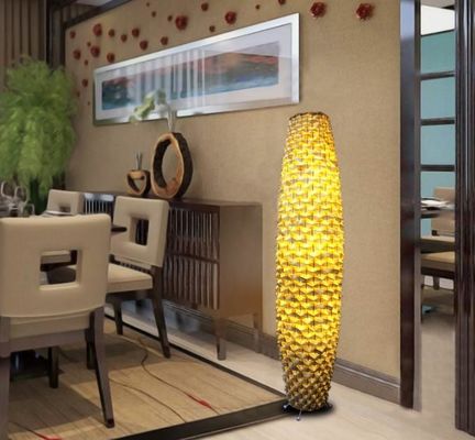 Bamboo Woven podłogowa lampa rattan 3500K dla mieszkalnego salonu