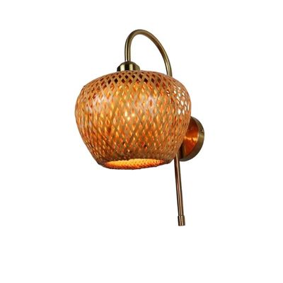 E27 LED Woven Bamboo Wall Lamp Sconce 3500K Do sypialni łazienki