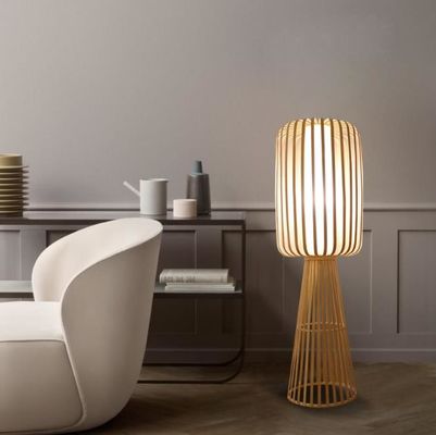 Bamboo Weaving Rattan Floor Lamp For Residential Teahouse Living Room
