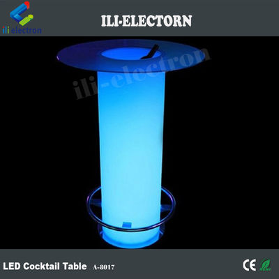 Wysoki szklany wiersz LED Light Cocktail Table, oświetlony stolik kawowy z wiadrem lodowym