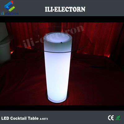Wysoki szklany wiersz LED Light Cocktail Table, oświetlony stolik kawowy z wiadrem lodowym