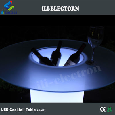 Wysoki szklany wiersz LED Light Cocktail Table, oświetlony stolik kawowy z wiadrem lodowym