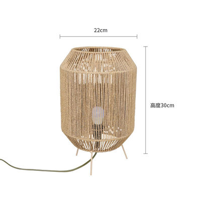 Vintage Twine Rattan Lampy Stołowe, ręcznie wykonane Wabi Sabi Lampy Stołowe