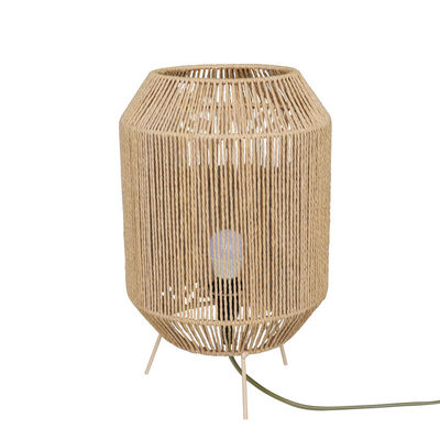 Vintage Twine Rattan Lampy Stołowe, ręcznie wykonane Wabi Sabi Lampy Stołowe