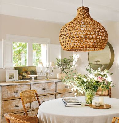 Wabi-Sabi Rattan Lustre Art Lamps Ręcznie Tkanego Rattan Latern Do Ogrodu
