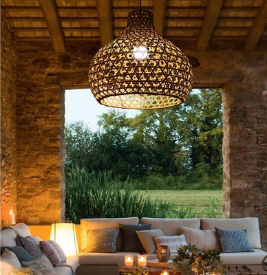 Wabi-Sabi Rattan Lustre Art Lamps Ręcznie Tkanego Rattan Latern Do Ogrodu