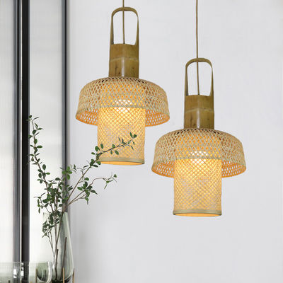 Wieszające chińskie lampy bambusowe lampy bambusowe tkaniny żyrandol