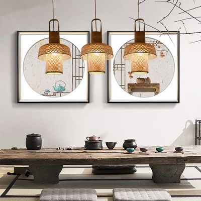 Wieszające chińskie lampy bambusowe lampy bambusowe tkaniny żyrandol
