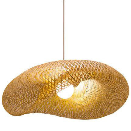 Bamboo Rattan Chandelier Pendant Świetlny ręczny tkanie Styl rustyczny z regulowaną wysokością do użytku w pomieszczeniach