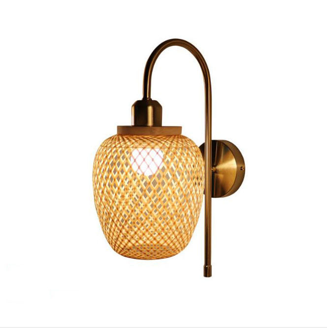 Nodic Woven Bamboo Rattan Światła ścienne Do dekoracji sypialni