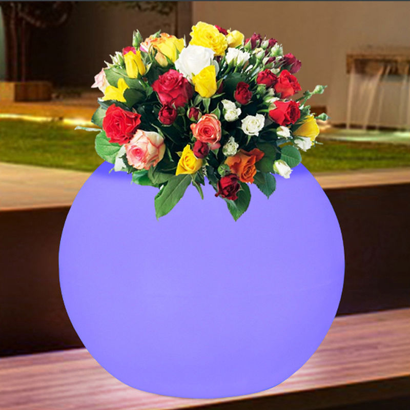 CE/ROHS 16 Kolory Zmieniające się Glowing Flower Pots Round Shape PE Coated For Decoration